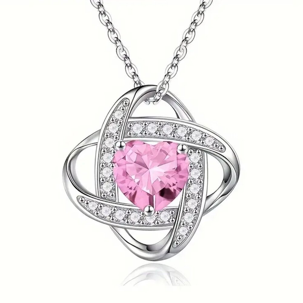 Pink and Silver Pendant Necklace